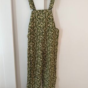 Zara Green Floral Print Pinafore Jumpsuit